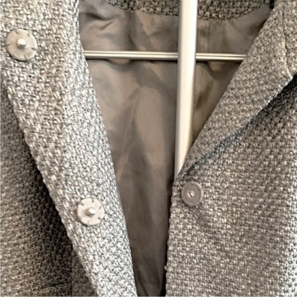 ✨ Jones New York Petite Bouclé Funnel-Neck Jacket – Silver Gray (4P) - Picture 5 of 7